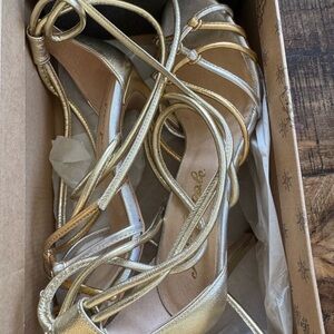Free People Gold Combo Heels